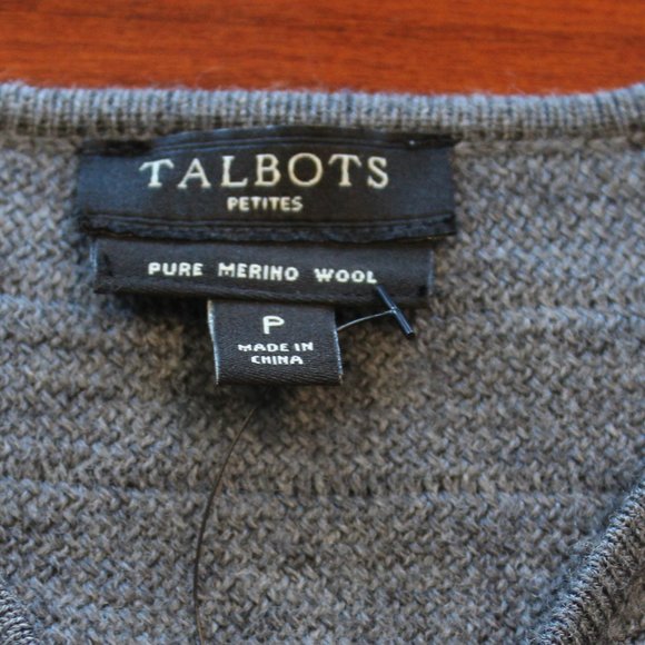 (NWT) Talbots Merino Wool Petite Grey Fringe Open Cardigan Sweater Long Tunic - Picture 15 of 15